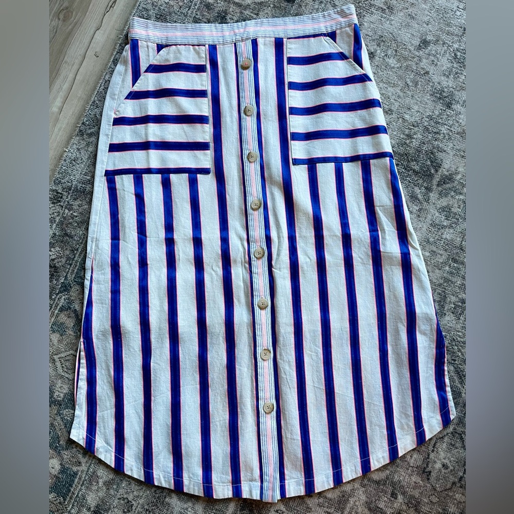 NWT Joules Striped Midi Skirt